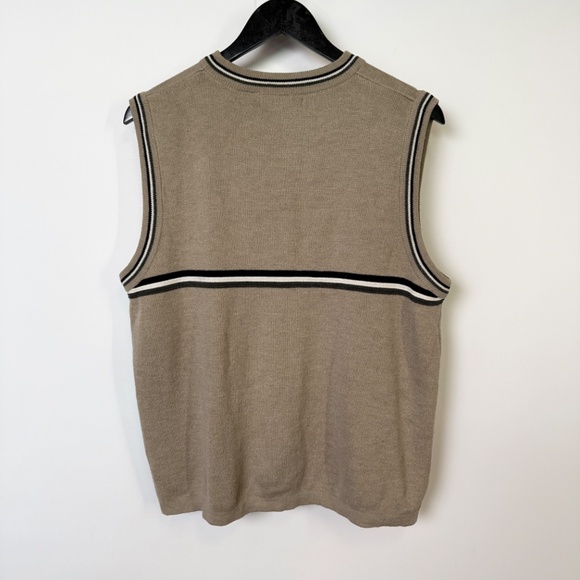 X-Treme Gear - 90s Vintage Striped Sweater Vest -  Beige - Mens M - Picture 2 of 4